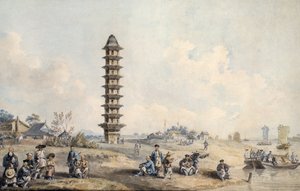 Una vista cerca de la ciudad de Lin Tsin en las orillas del Gran Canal de William Alexander